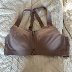 VSX bare taupe zip front Sports Bra